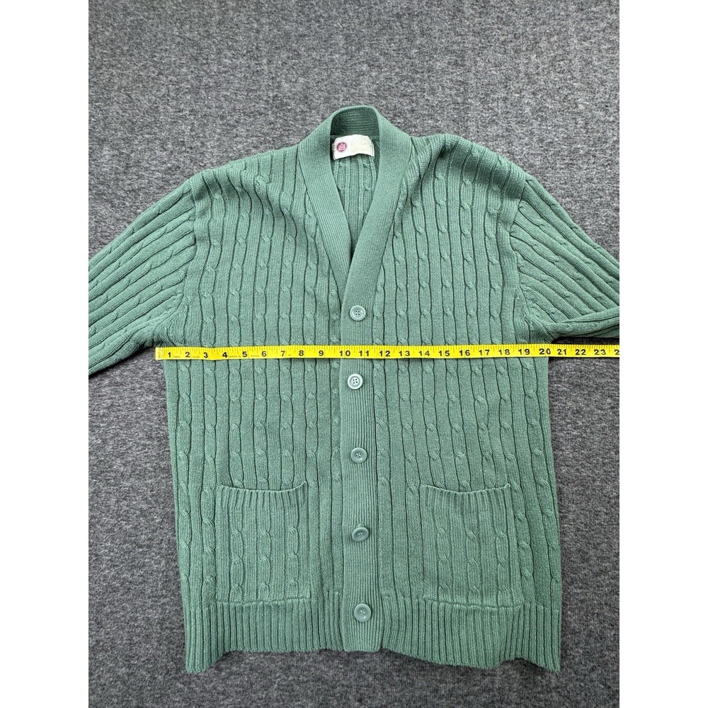 Vintage Sears Kings Road Grunge Light Green Button Knit Cardigan Size Medium - Picture 4 of 12